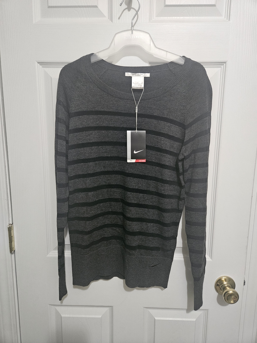 Nike Gray & Black Striped Lightweight Sweater